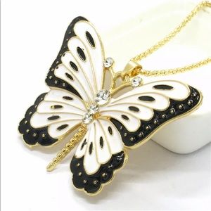 Black/White Butterfly Necklace